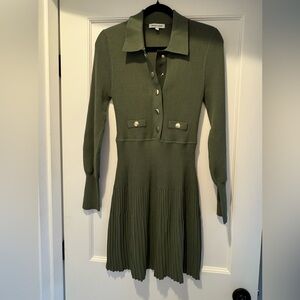 Veronica Beard Sage Green Lauper Ribbed-knit Sweater Dress